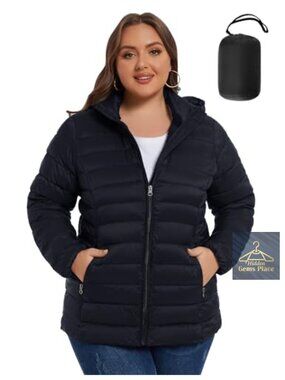 Plus Size Hooded Puffer Jacket Quilted Winter Coat Sizes 1X-6X